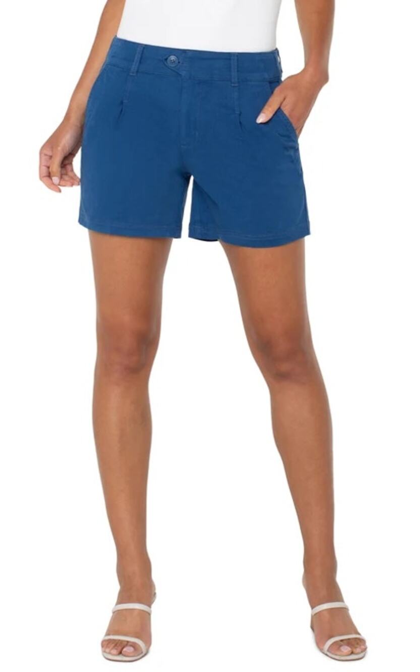 NEW Liverpool Trousers Shorts Women's Blue High Rise Pleated Size 4